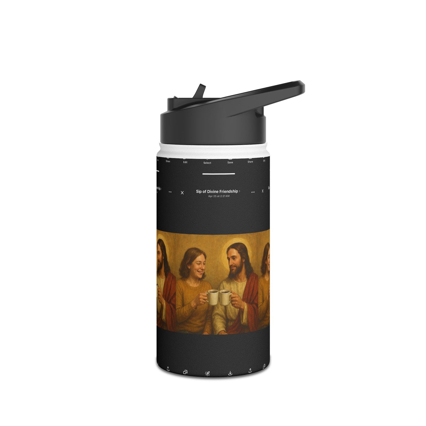 Faith-Inspired Stainless Steel Water  Stainless Water Bottle — Jesus Friends Toast Design