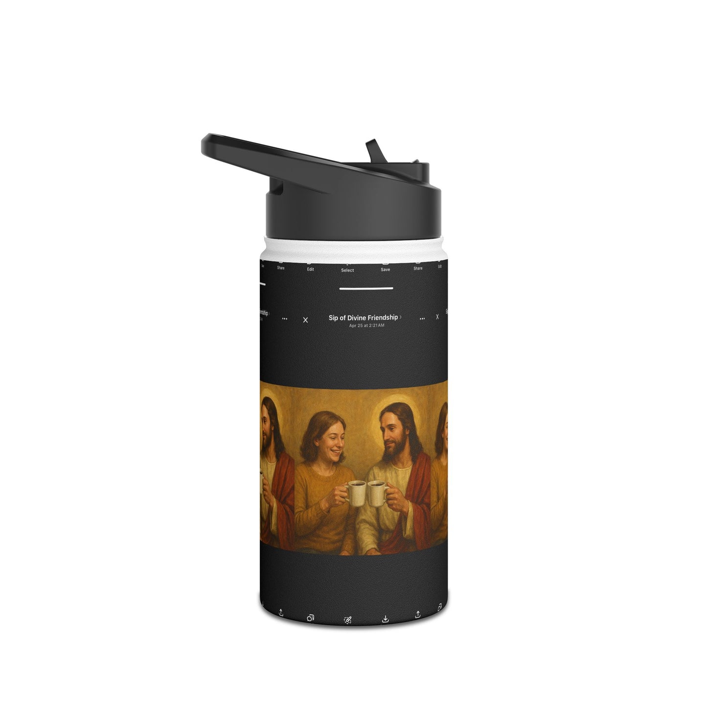 Faith-Inspired Stainless Steel Water  Stainless Water Bottle — Jesus Friends Toast Design